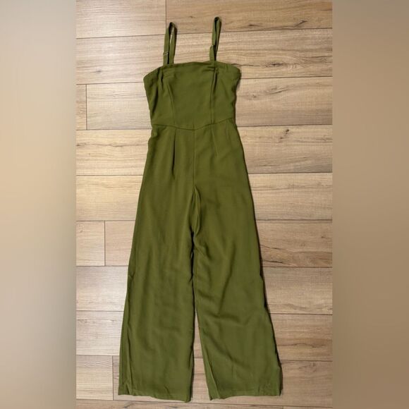 Women's Wide Leg Tube Jumpsuit Wild Fable Green S small Wedding Special NWT - Picture 5 of 7